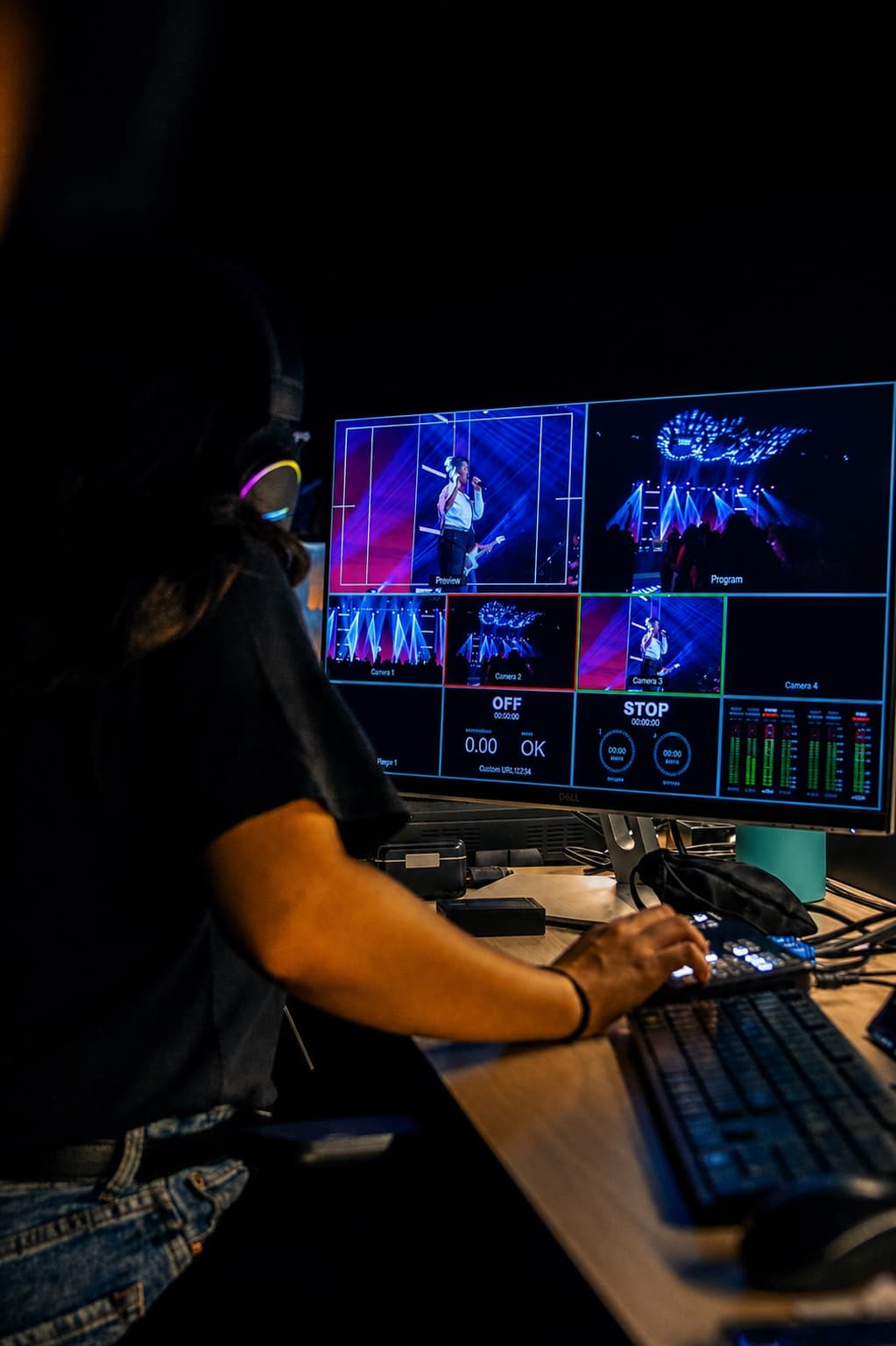 Video operator switching a multi-camera live event production